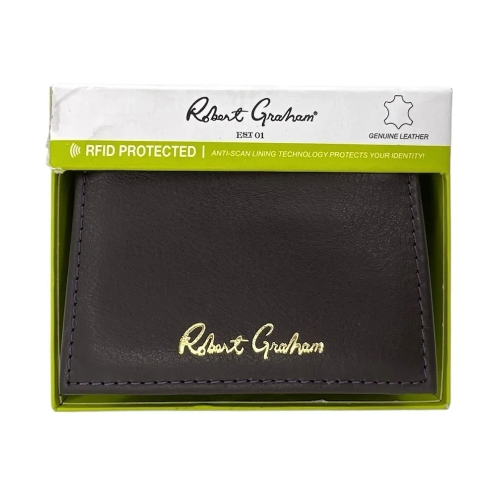 Robert Graham Dakota Tri Fold Wallet Brown Leather